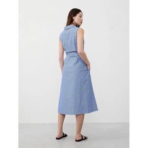 Banana Republic Blue White Striped Sleeveless Shirt Dress Cotton Women S